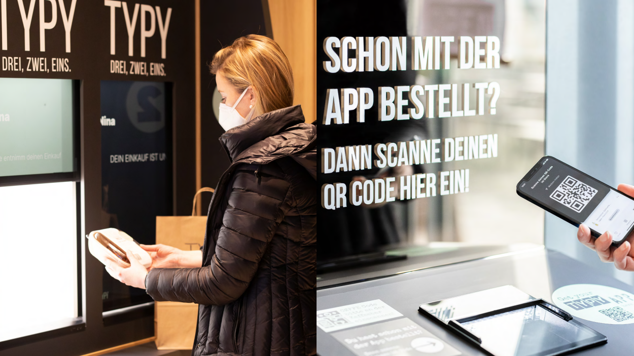 In Düsseldorf, a robot delivers groceries to a pick-up terminal.